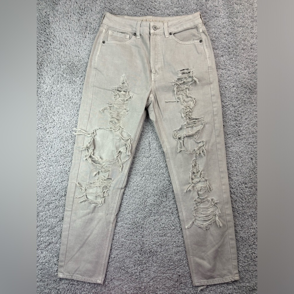AMERICAN EAGLE Jeans Womens 6 Mom Holes Distressed Grunge High Rise ALT Thrashed